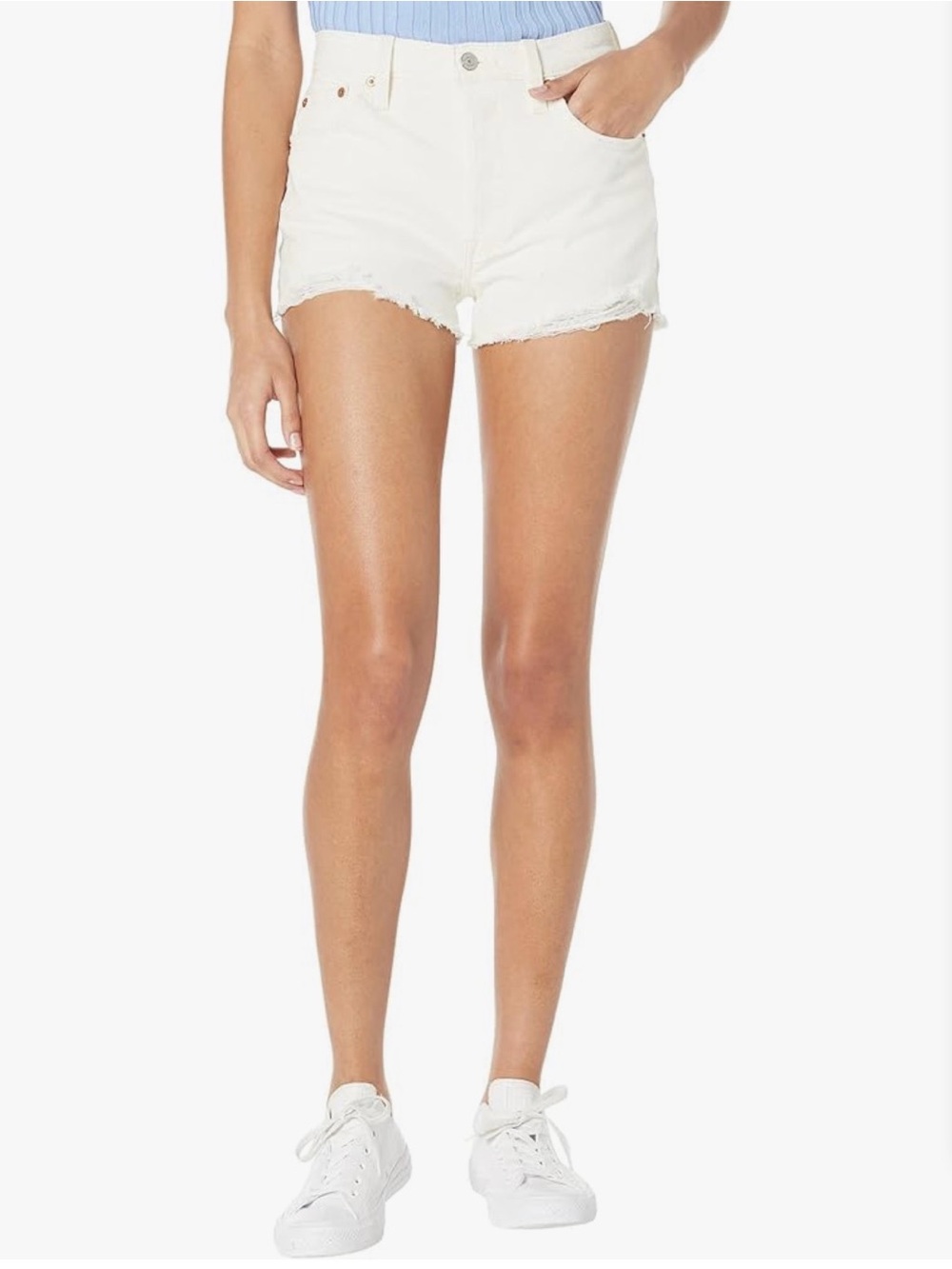 Levi’s Womens 501 Original Shorts- High-Rise White Denim